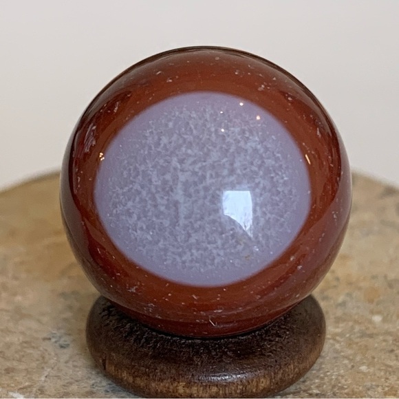 MINI Red Banded Carnelian Crystal Sphere With Wood Stand Chakras Healing 1/2" 8g - Picture 1 of 12